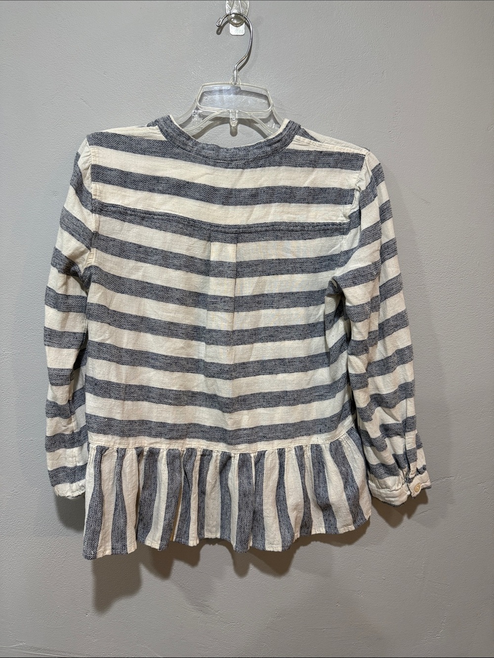 Lucky Brand Blue & Cream Striped Peplum Henley Top size small - Picture 5 of 9